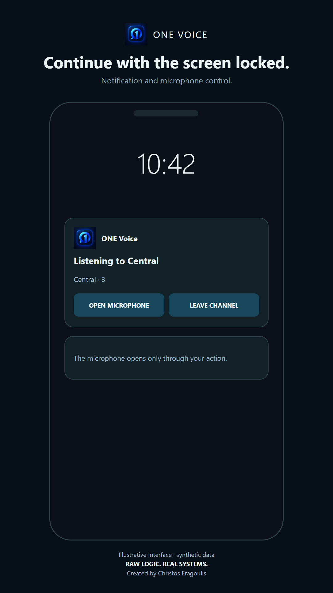 ONE Voice visual showing continued operation on the lock screen